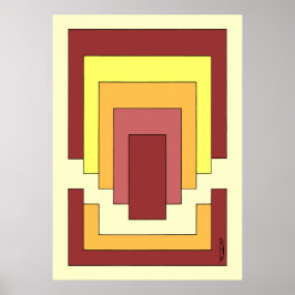 Rectangle Abstrakt Multicolor (70er Style) Poster