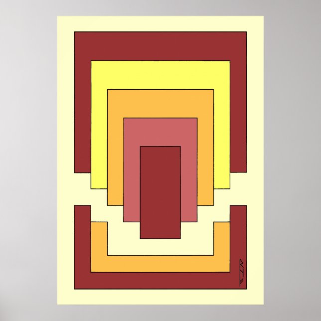 Rectangle Abstrakt Multicolor (70er Style) Poster (Vorne)