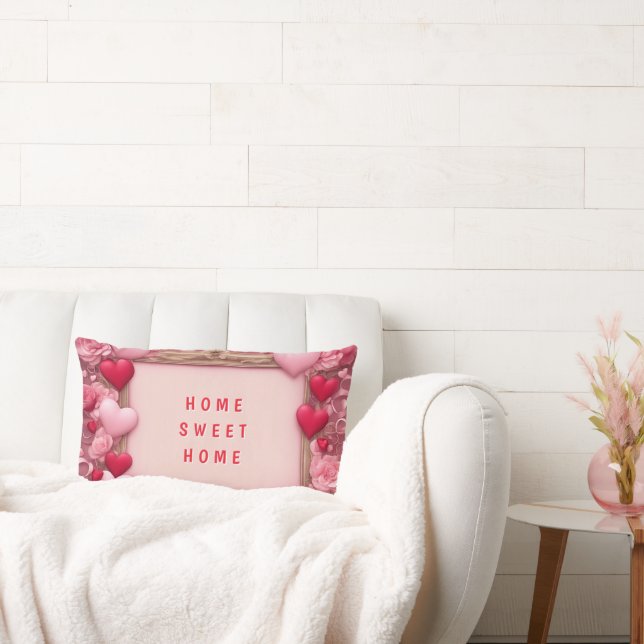 Rectangle Accueil Sweet Home Valentine's Lumbar Coussin (Canapé)