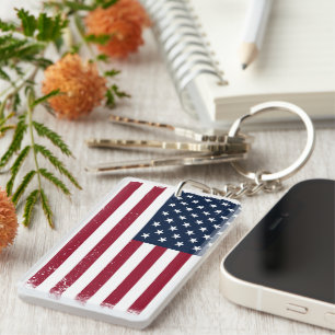 Rectangle Acrylic American Flag Themed Schlüsselan Schlüsselanhänger