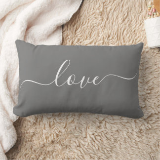 Rectangle AMOUR | Coussin lombaire réversible gris et blanc