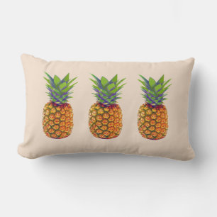 Rectangle Ananas sur un coussin lombaire beige clair