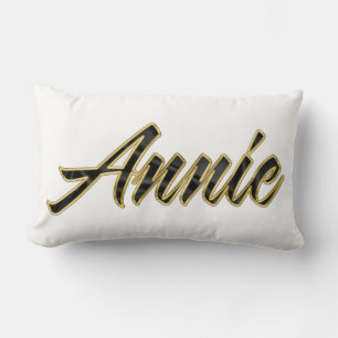 Rectangle Annie lettrage noir Coussin Deco