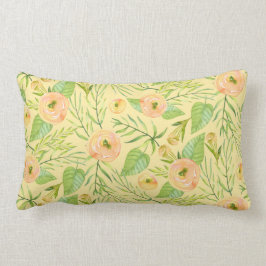 Rectangle Apricot Peony Floral Watercolor Coussin Lumbar
