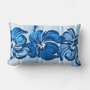 Rectangle Aquarelle Hibiscus Coussin Lumbar réversible
