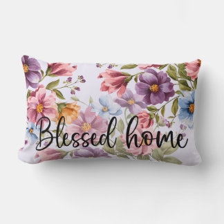 Rectangle Aquarelle paisible Coussin floral avec Écriture S