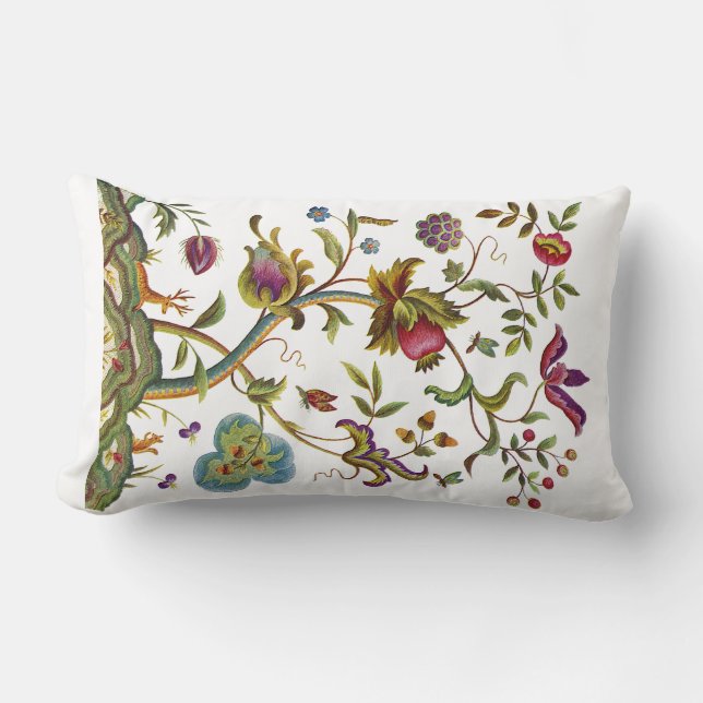 Rectangle Arbre de vie Faux Jacobean Coussin de broderie (Recto)