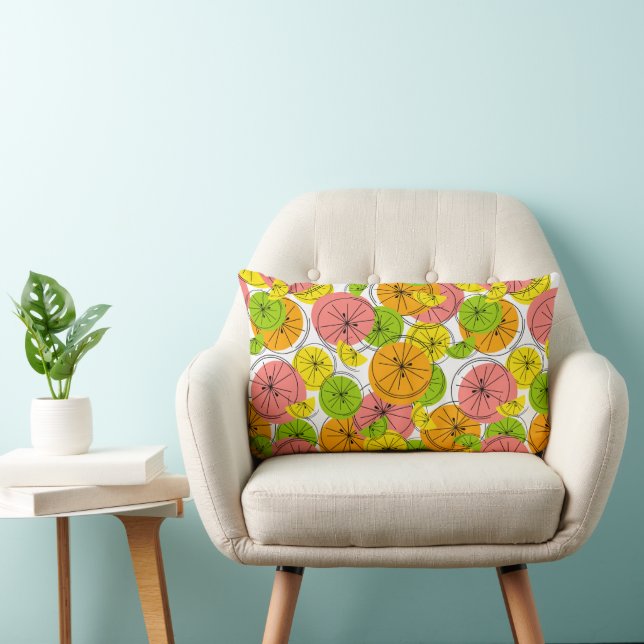 Rectangle Arrière jaune agrumes Coussin Lumbar (Chaise)