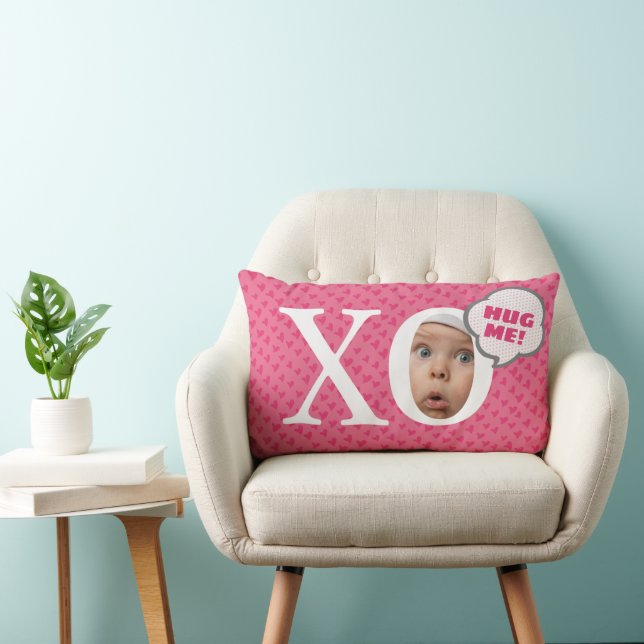 Rectangle ATTENDEZ-MOI ! Coussin photo bébé personnalisé (Chaise)