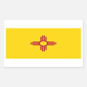 Rectangle Aufkleber mit Flag von New Mexico, USA.