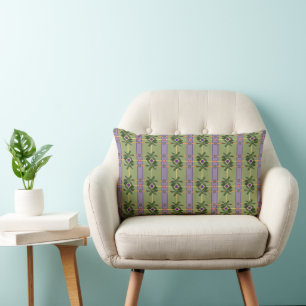 Rectangle Bandes de lavande pâle avec Coussin Lumbar vert