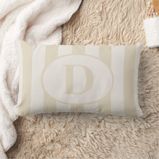 Rectangle Bbeige rayé blanc Lumbar Coussin personnalisable