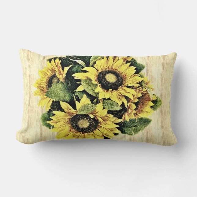 Rectangle Beau Coussin de Lumbar de tournesol (Recto)