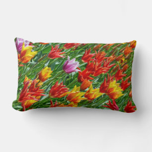 Rectangle Beau coussin d'impression de tulipe de printemps