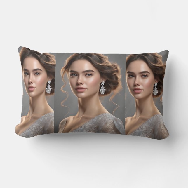 Rectangle Belle Coussin femme créée par AI (Recto)
