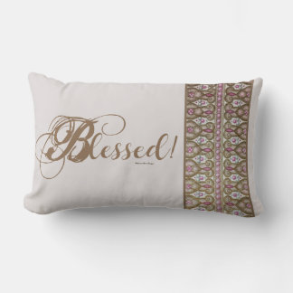 Rectangle Béni ! Coussin à jeter à bandes (Gris perle)