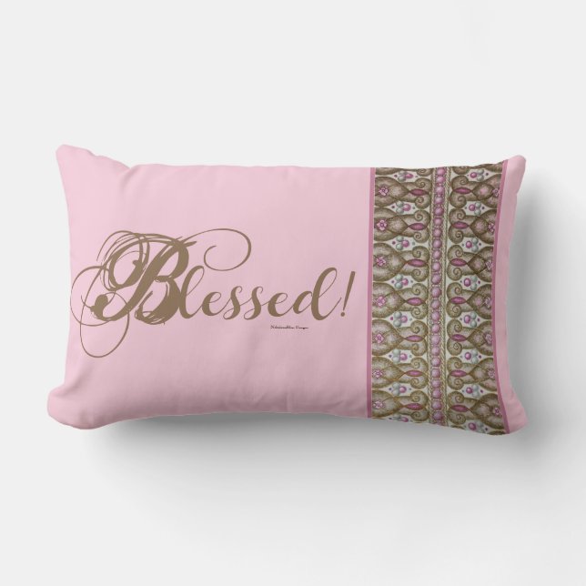 Rectangle Béni ! Coussin à jeter à bandes (Rose) (Recto)