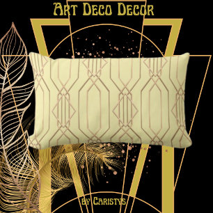 Rectangle Beurre Art Déco & Coussin Lumbar Or