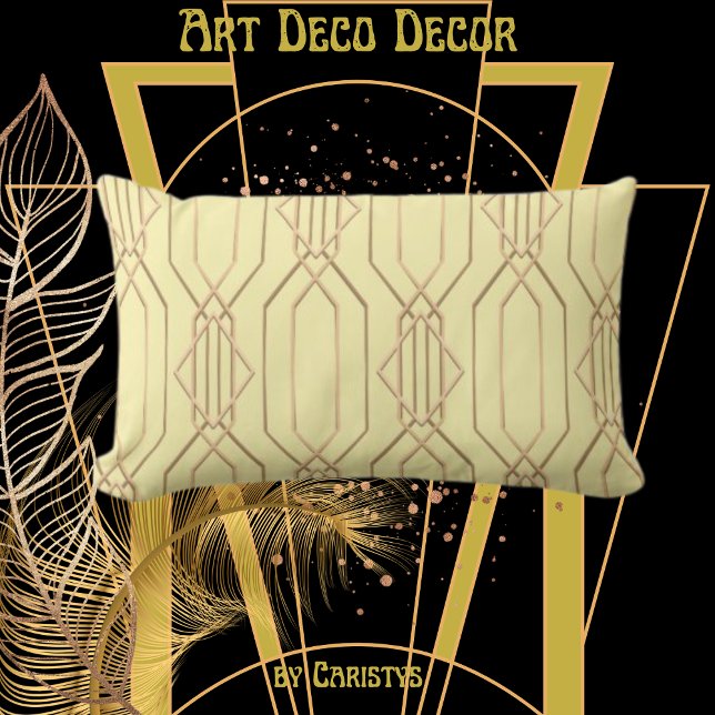 Rectangle Beurre Art Déco & Coussin Lumbar Or (Créateur téléchargé)