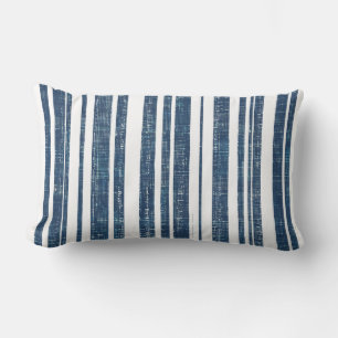 Rectangle Bleu nautique et blanc rayé Coussin Lumbar