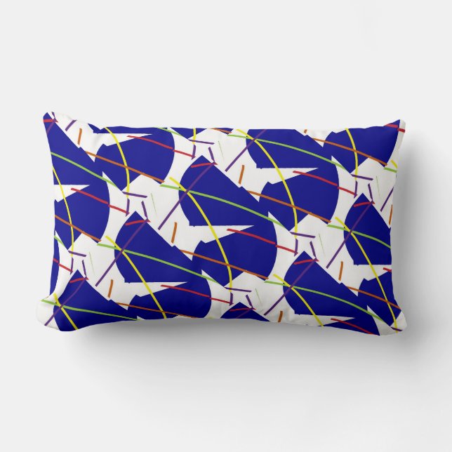 Rectangle Bleu, rouge, orange, violet et plus Coussin (Recto)