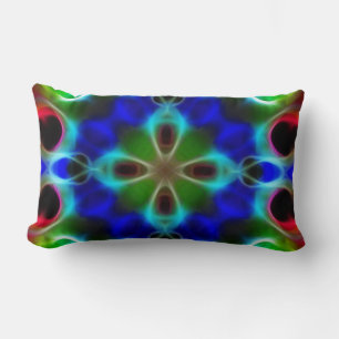 Rectangle Blue Abstraction Lumbar Coussin