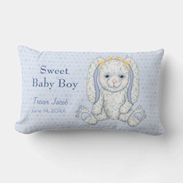 Rectangle Bluebell Bunny et Pois Keepsaké Coussin (Recto)