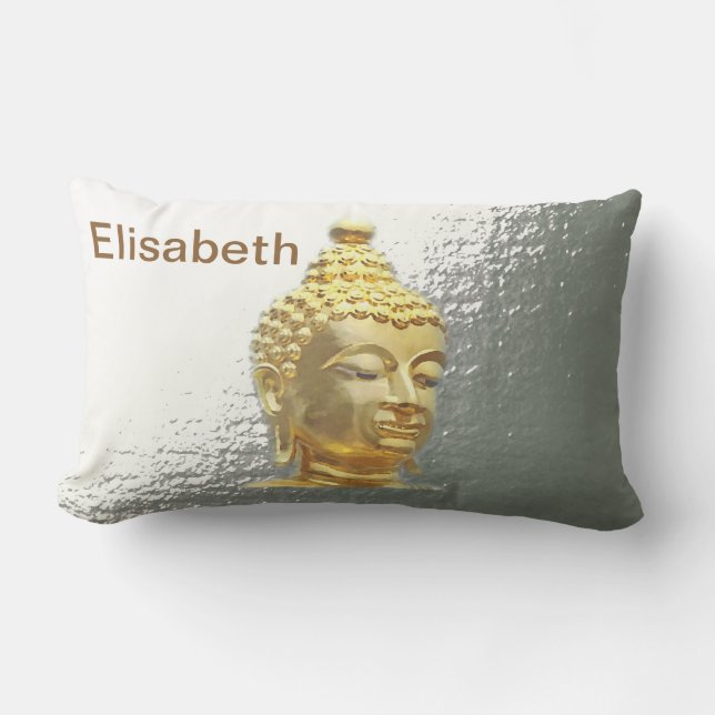 Rectangle bouddha en argent lumbar coussin (Recto)