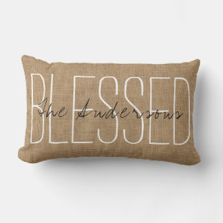 Rectangle Burlap Print Blessé Nom de famille Coussin