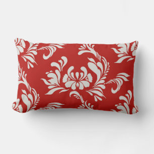 Rectangle Carnelien rouge Damask Accent Coussin