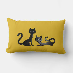Rectangle Carton de Kittens noir II Lumbar Coussin