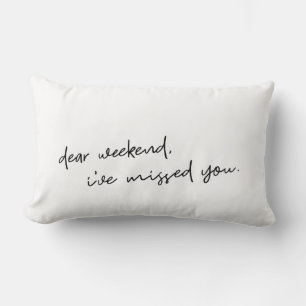Rectangle Cher Weekend Citation Typographie Coussin noir bla