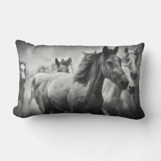 Rectangle Cheval Stampede Lumbar Coussin (Recto)