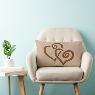 Rectangle Chocolat Coeurs Brown Lumbar Coussin