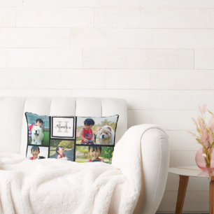 Rectangle Cinq Collage photo Coussin de monogramme personnal