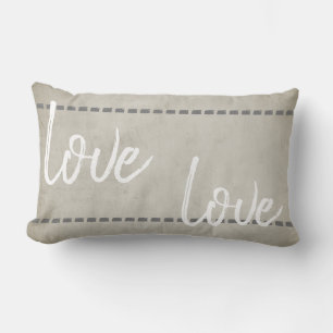 Rectangle citation d'amour coussin style rustique chic gris 