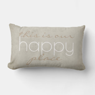 Rectangle citer coussin ici notre endroit heureux en gris