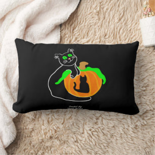 Rectangle Citrouille noir Lumbar Coussin