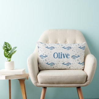 Rectangle Coastal Ocean Whale Theme Nursery Nom Coussin