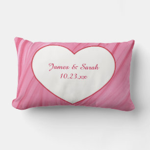 Rectangle Coeur blanc sur le rouge rose mêle coussin personn
