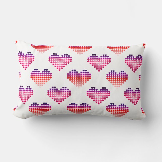 Rectangle Coeurs colorés Coussin (Recto)
