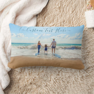 Rectangle Concevez Votre Propre Coussin de Photo avec Texte