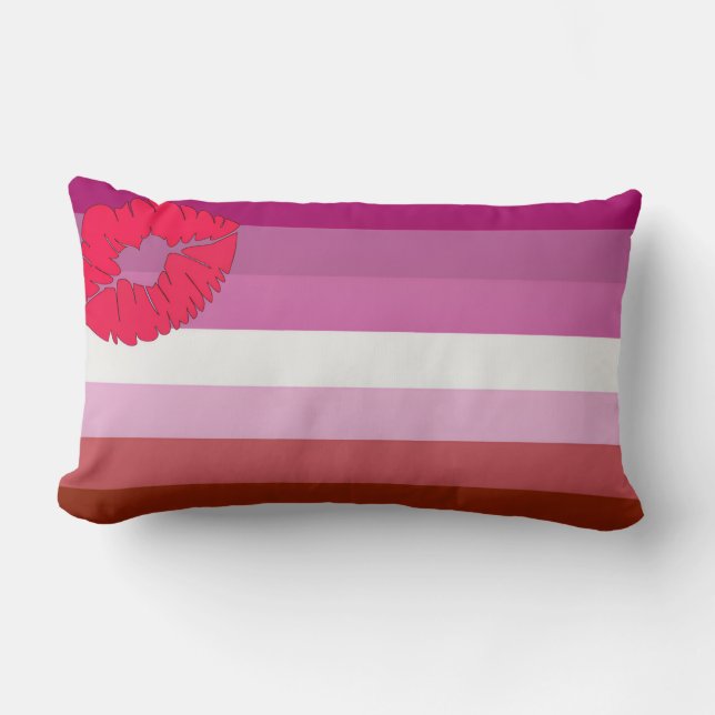 Rectangle Coussin à jeter avec drapeau lesbien (Recto)