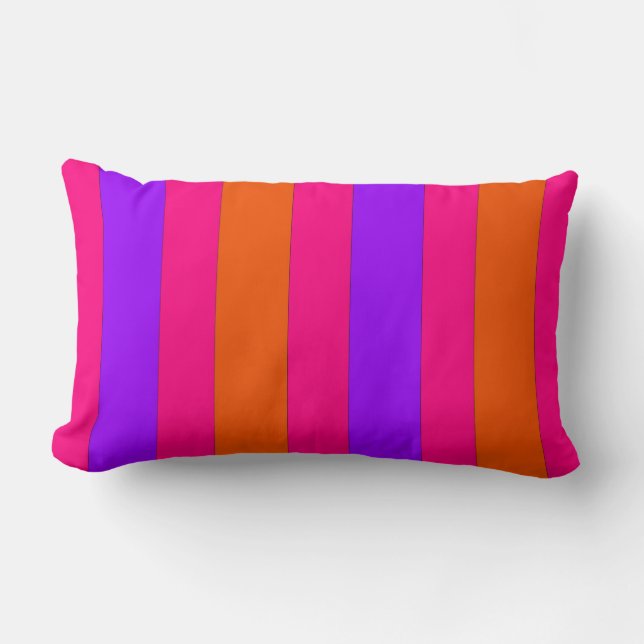 Rectangle Coussin à rayures orange, rose et violet (Recto)