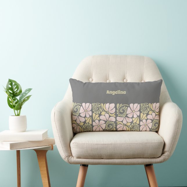 Rectangle Coussin Accent au design floral moderne. (Chaise)