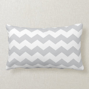 Rectangle Coussin argenté et crème de motif de Chevron