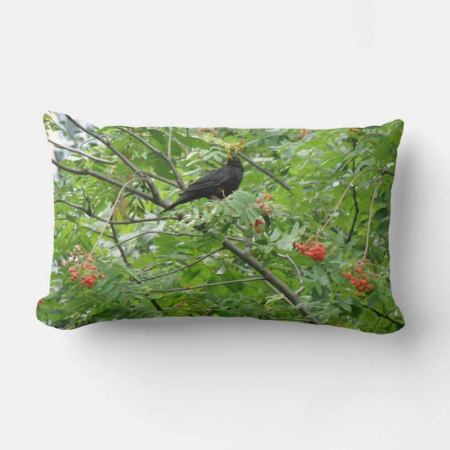 Rectangle Coussin Blackbird et Berries (Recto)