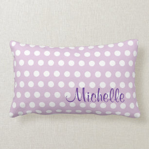 Rectangle Coussin blanc lilas de point de polka