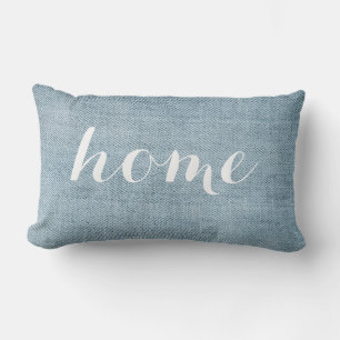 Rectangle Coussin bleu Accueil personnalisé Denim Photo Fabr