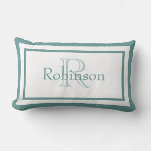 Rectangle Coussin bleu/blanc de concepteur de monogramme de
